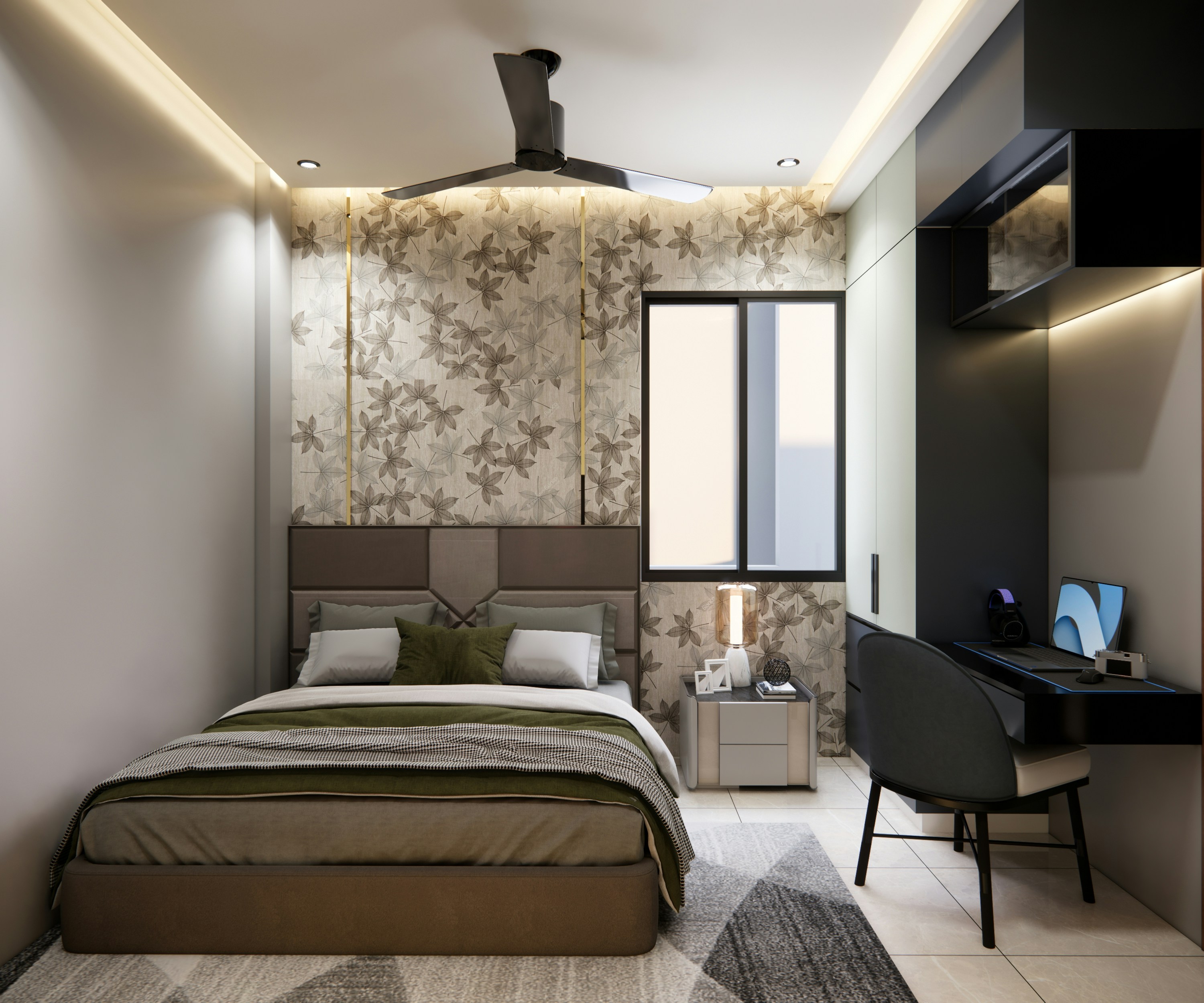 Compact Flat Bedroom Interior 15