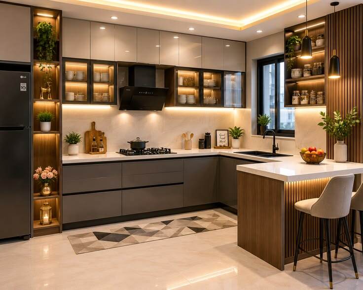 L-shaped Modular Kitchen Design 2