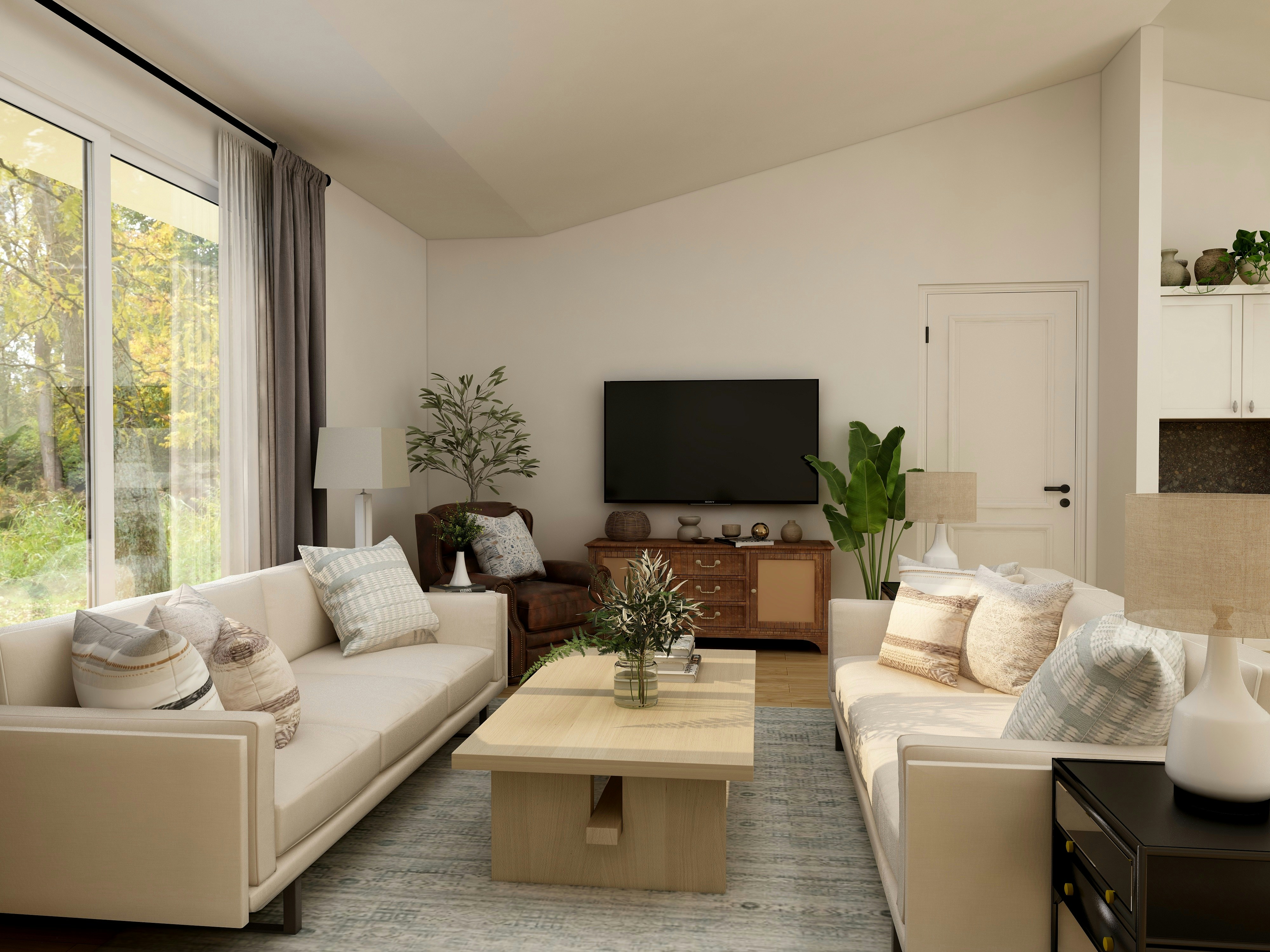Compact 2BHK Hall Interior Setup 10