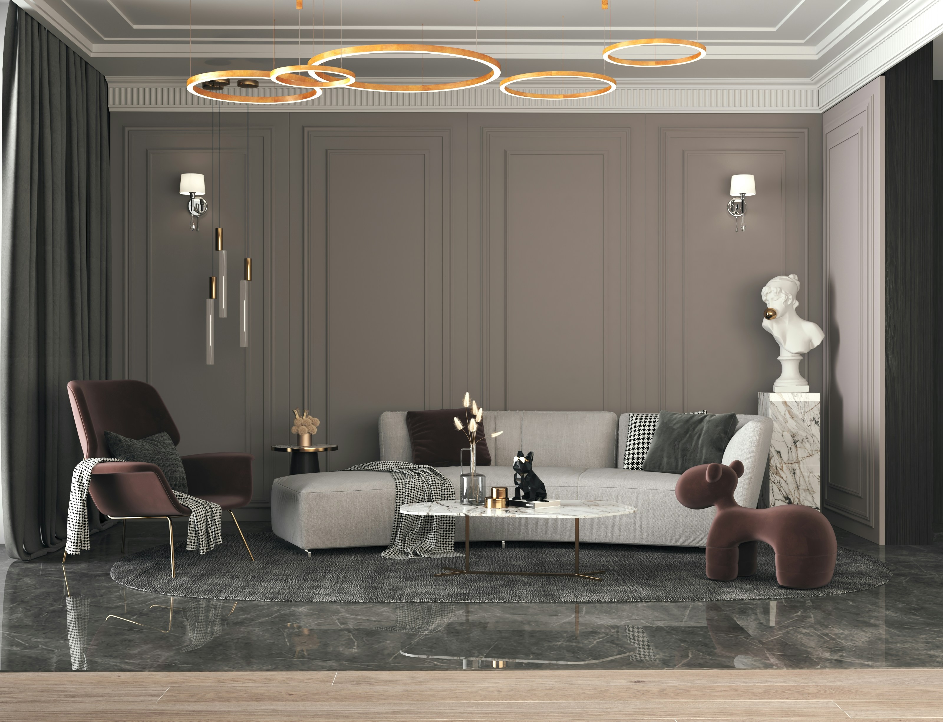 Premium Living Room Sofa & Lighting 5